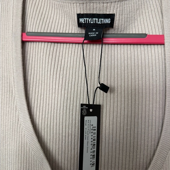 PrettyLittleThing Tan Ribbed Ruffled Maxi Dress - Picture 3 of 3